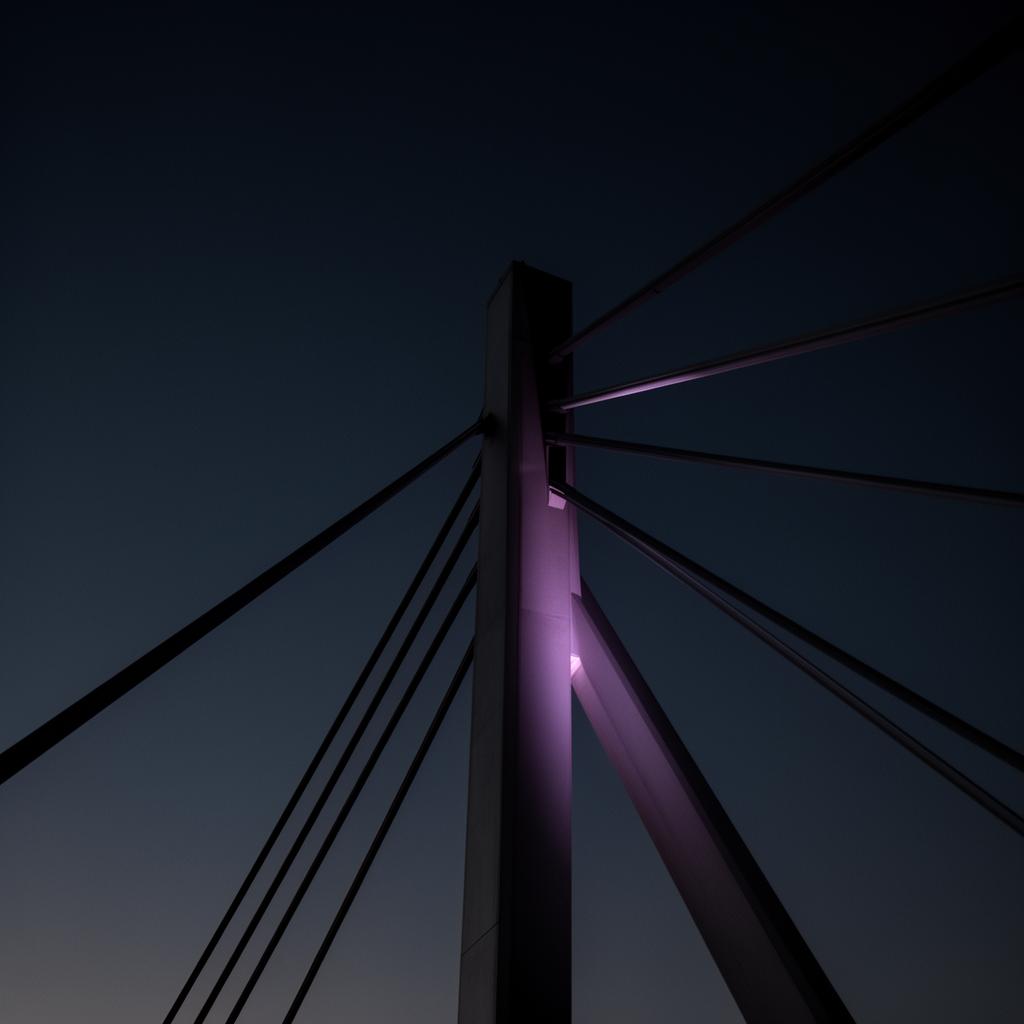 Detalhe arquitetônico de uma ponte moderna ao entardecer